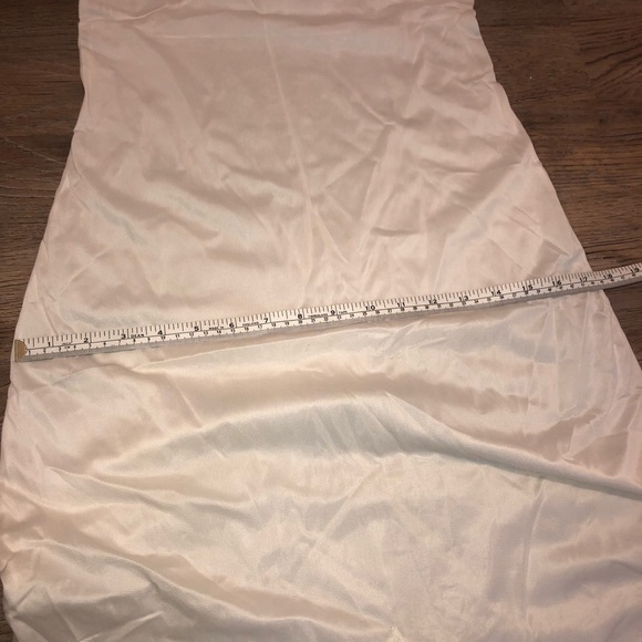 vtg Lace Trimmed Long Nightgown Slip Ribbon Straps Front Slit Sz Small - Picture 9 of 9